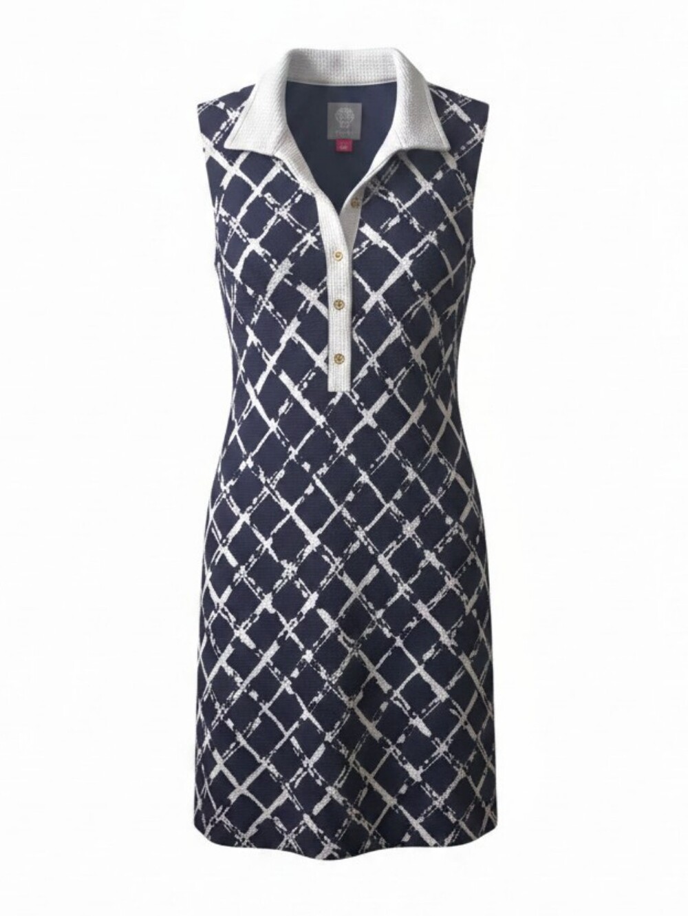 Vince Camuto Navy White Sleeveless Mini Dress Collared Shift Dress Size 2